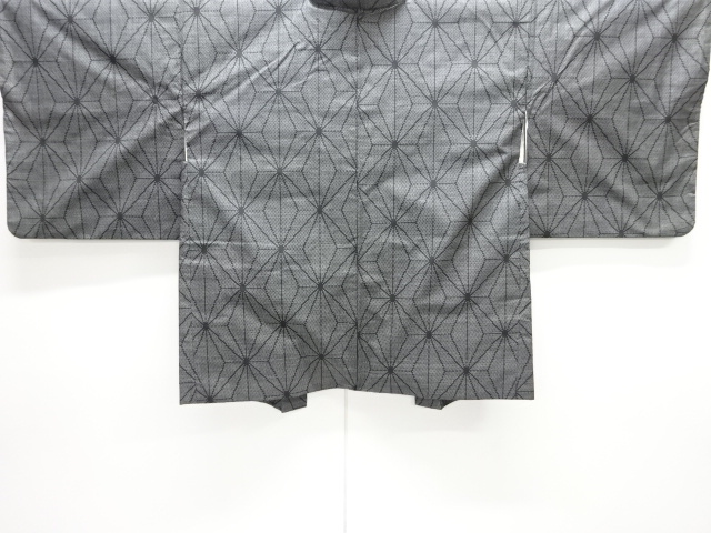 JAPANESE HAORI COAT / DORO OSHIMA TSUMUGI (5 maruki ) / WOVEN ASANOHA PATTERN 